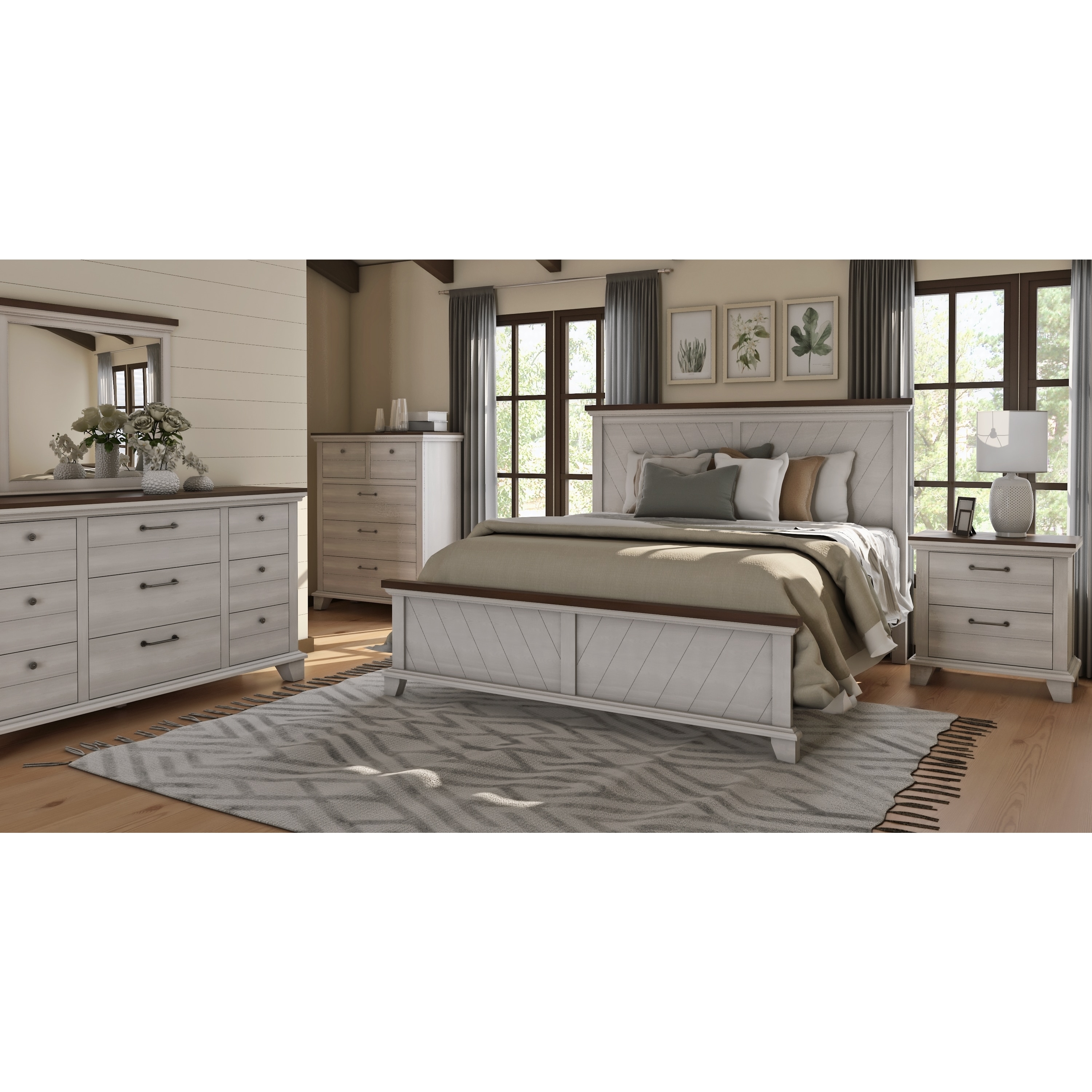 The Gray Barn Overlook Two Tone Dresser And Mirror
