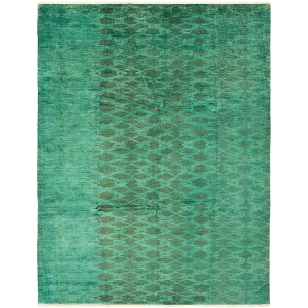 eCarpetGallery Hand-knotted Vibrance Teal Wool Rug - 8'9 x 11'8