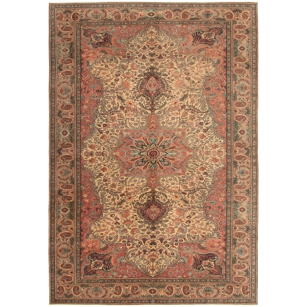 eCarpetGallery Hand-knotted Hereke Copper, Ivory Wool Rug - 6'7 x 9'9