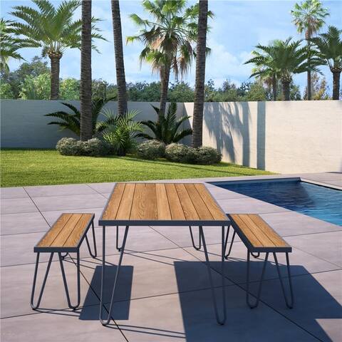 Novogratz Poolside Collection Paulette Outdoor Table and Bench Set