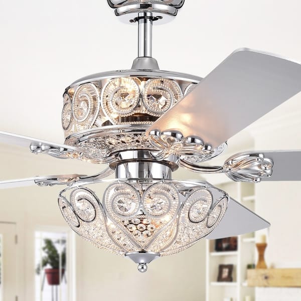 Shop Catalina Chrome Finish 5 Blade 52 Inch Crystal Ceiling Fan