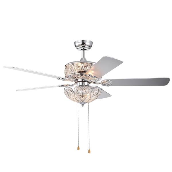 Shop Catalina Chrome Finish 5 Blade 52 Inch Crystal Ceiling