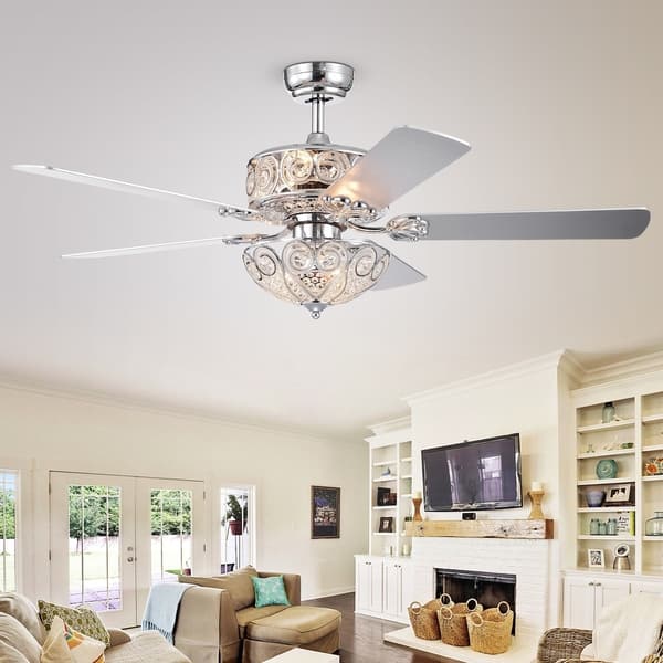 Shop Catalina Chrome Finish 5 Blade 52 Inch Crystal Ceiling