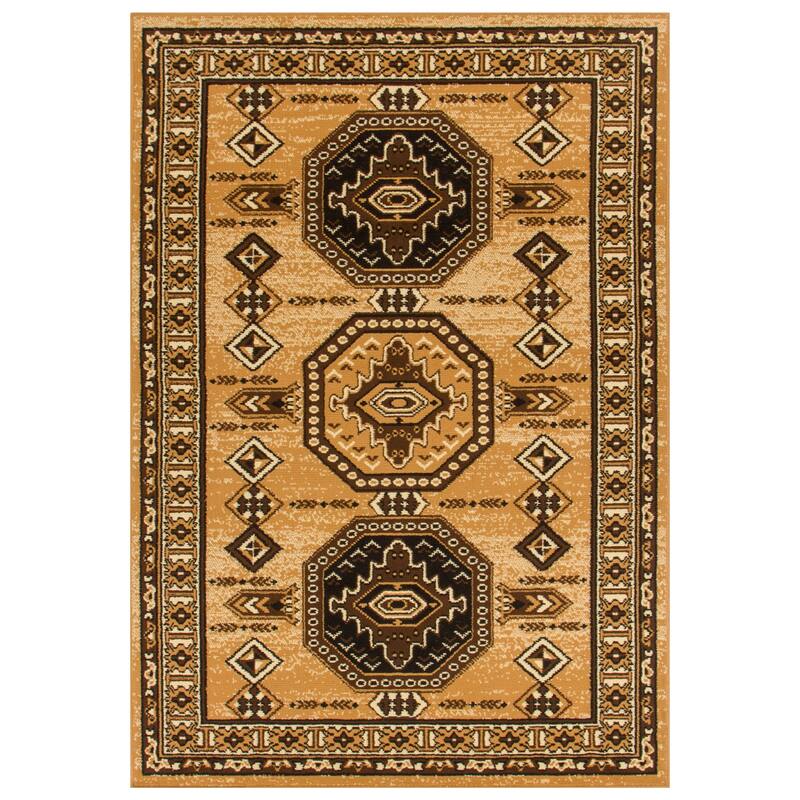 Southwestern Rustic Geometric Indoor Runner or Area Rug by Superior - 2'6" x 8' - Caramel