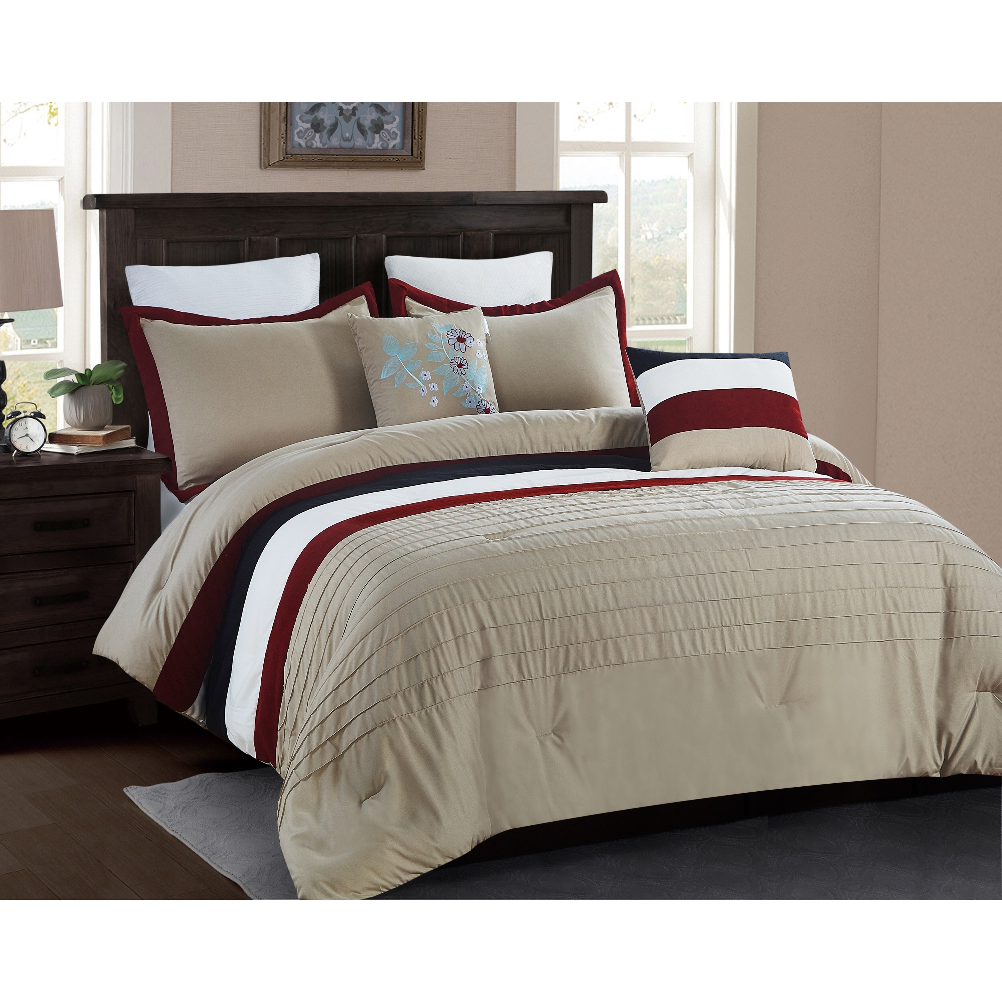 Shop 5 Piece Micro Suede Comforter Set King Chocolate Taupe