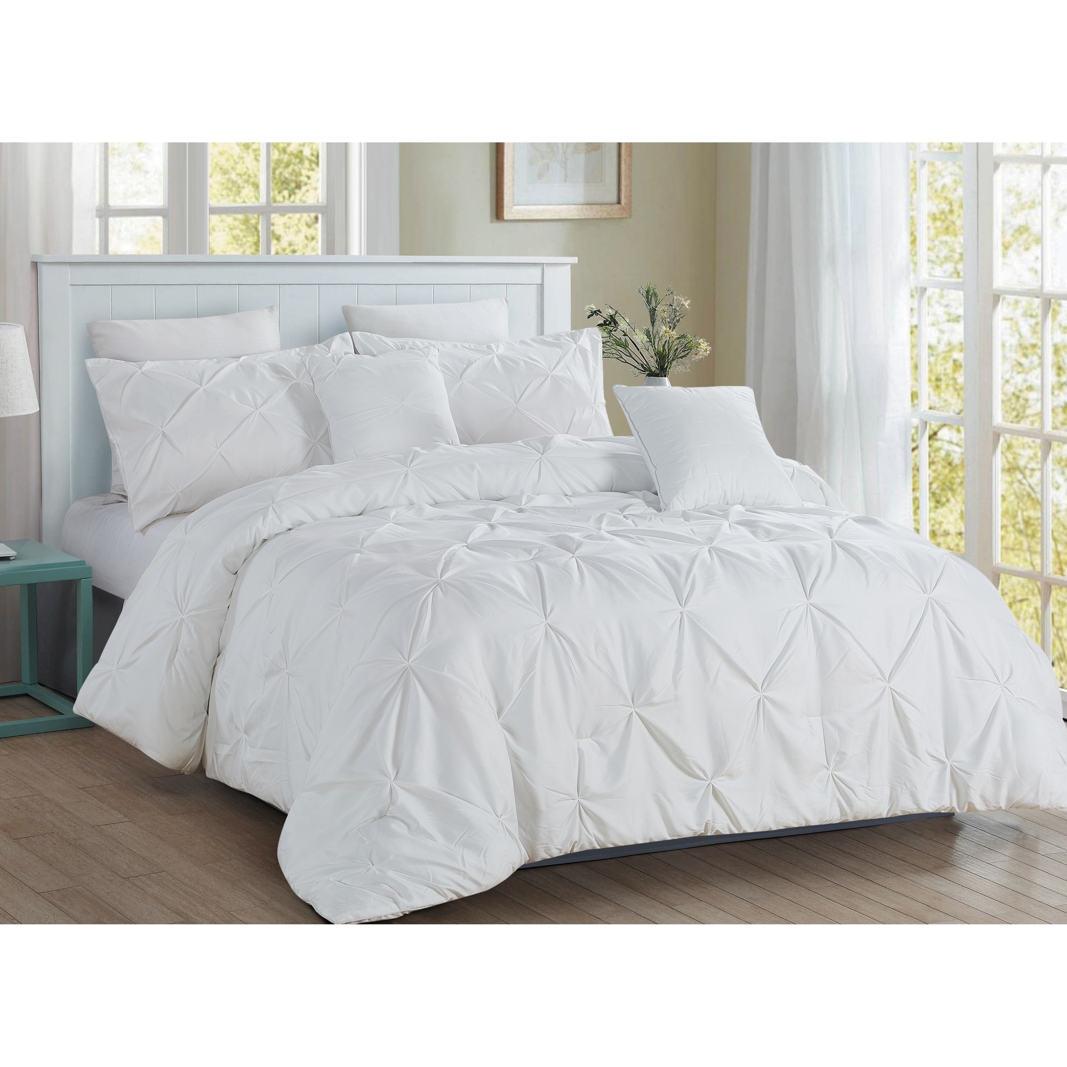 5 Piece Pintuck King Comforter Set Ivory On Sale Overstock 26387011