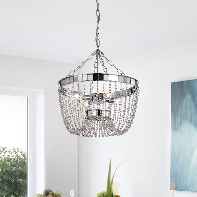 Gawren Chrome 4-light Chandelier with Crystal Bead Shade