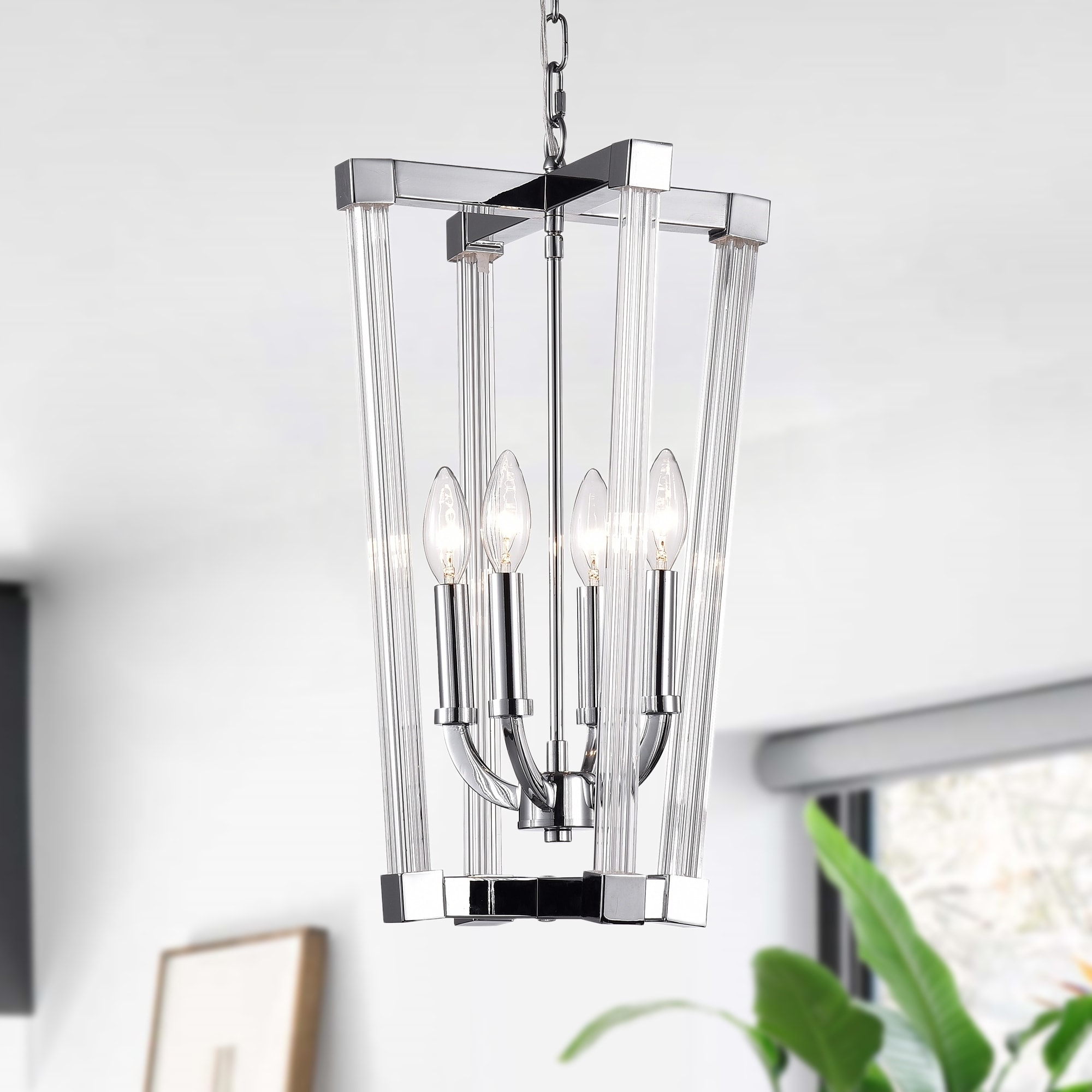 Warehouse of Tiffany Tamise 4-light Chrome Candelabra Style Modern Cage Pendant