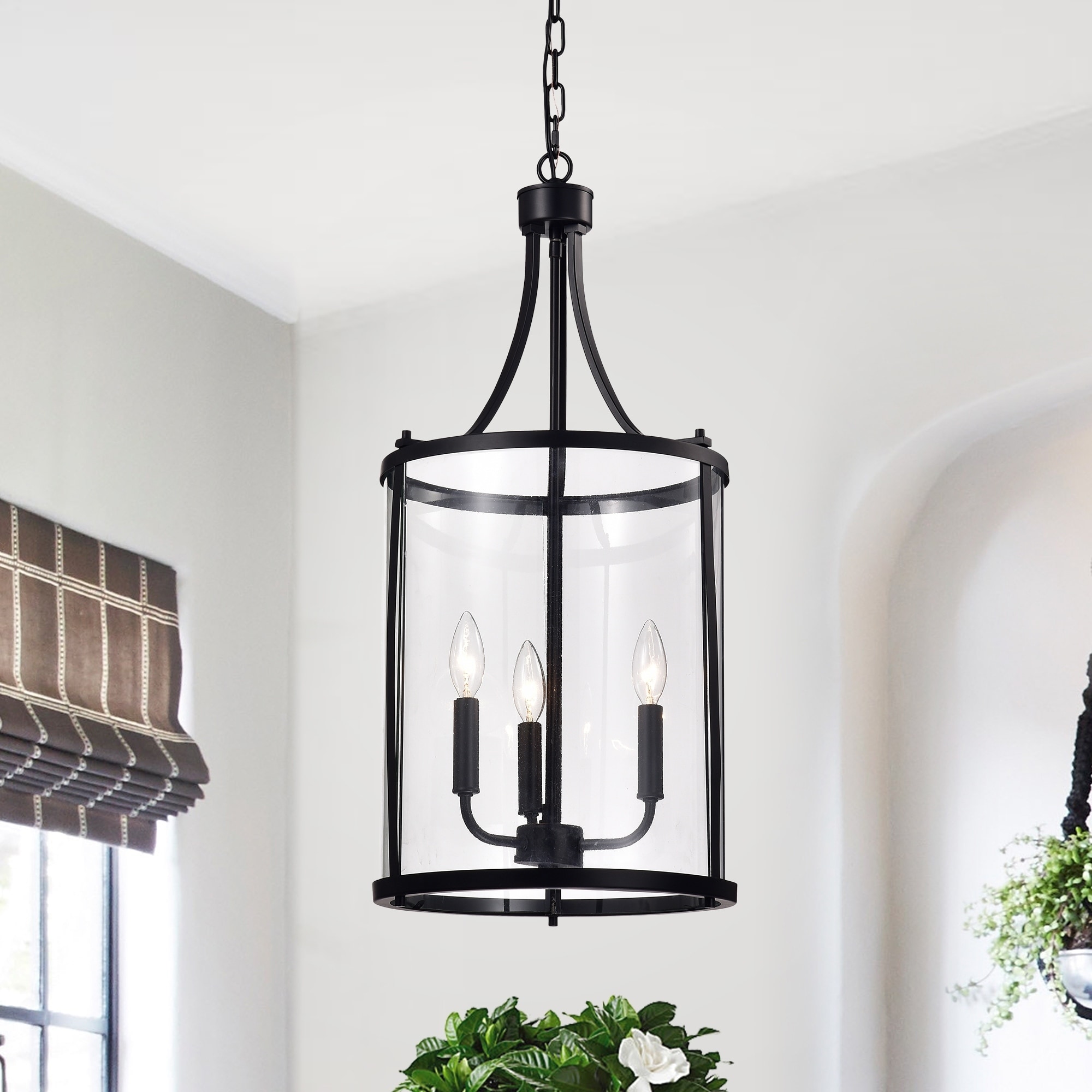 Warehouse of Tiffany Hanma Matte Black 3-light Candelabra Pendant Lantern