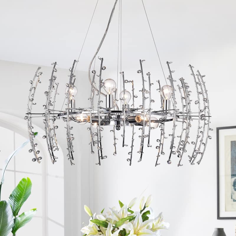 Aralyne 8-light Crystal and Chrome Twig Bud Chandelier