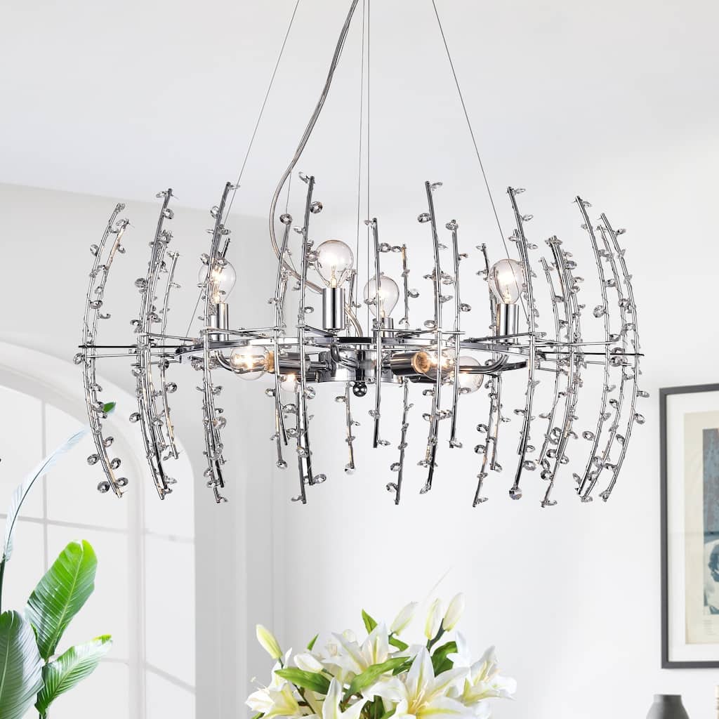 Aralyne 8-light Crystal and Chrome Twig Bud Chandelier