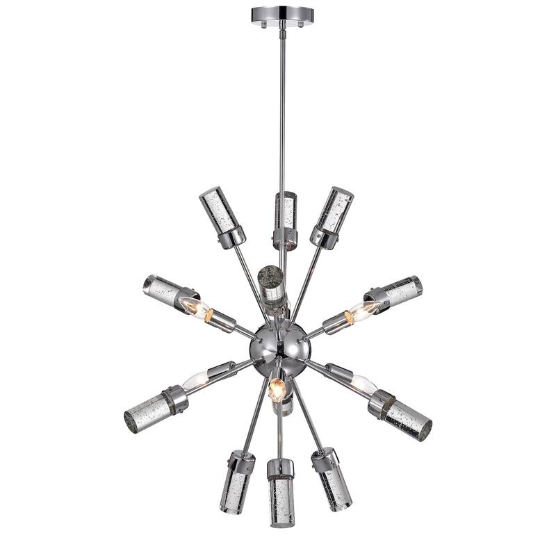 Jimnu Chrome 25-inch Sputnik Style Chandelier with Seeded Glass Tipped Batons
