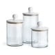 preview thumbnail 1 of 0, Petaluma Glass and Mango Wood Canisters Set of 3