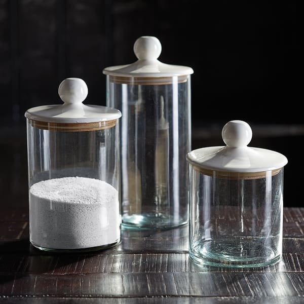 Set of 3 Glass Spice Jars Seasoning Canister Set Salt Sugar Spice