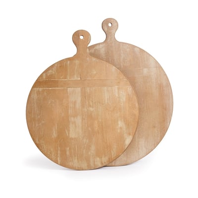 Antique Round Whitewash Cutting Boards Set of 2 - 31.5 in. and 23.5 in.