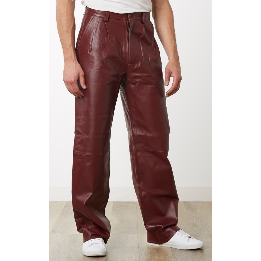 burgundy leather pants mens