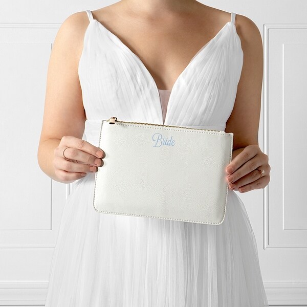 white clutch for bride