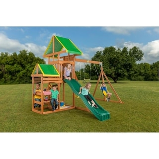 five star ii space saver cedar swing set