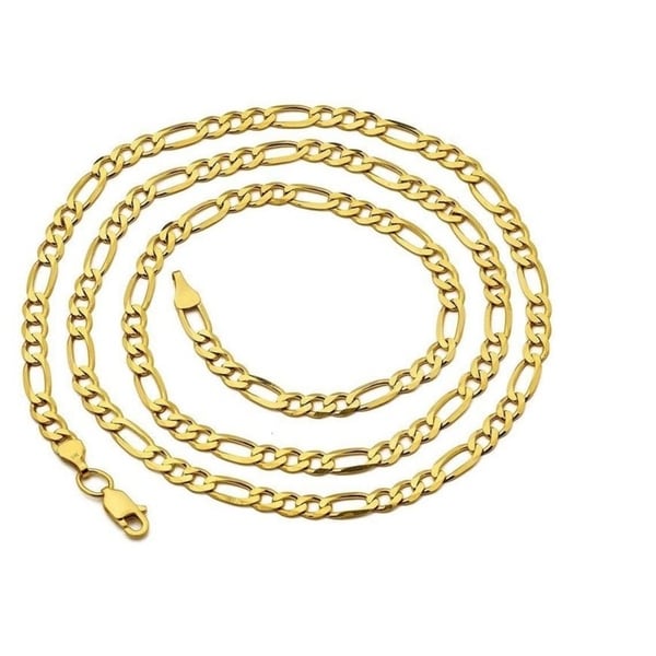 14k Yellow Solid Gold Figaro Chain Necklace Italy Link 3.4mm Unisex 20/" 22/" 24/"