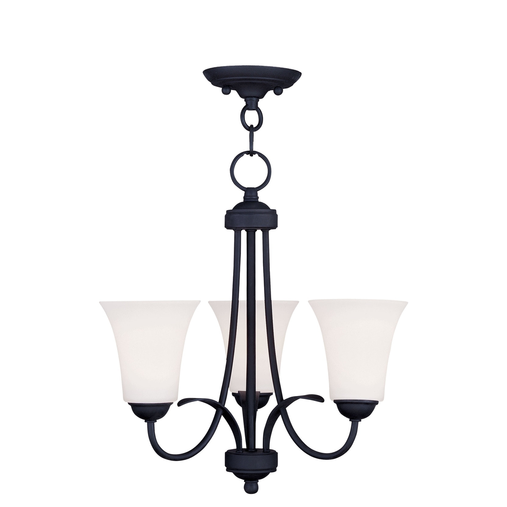 Livex Lighting Ridgedale 3-Light Black Convertible Mini Chandelier/Ceiling Mount - 18" Dia. x 17.5" H - Chandeliers For Bedrooms by Overstock.com