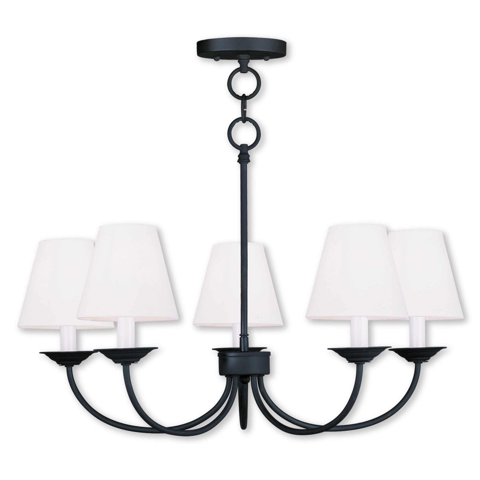 Livex Lighting Mendham 5-Light Black Convertible Chandelier/Ceiling Mount - 25" Dia. x 17" H - Chandeliers For Bedrooms by Overstock.com