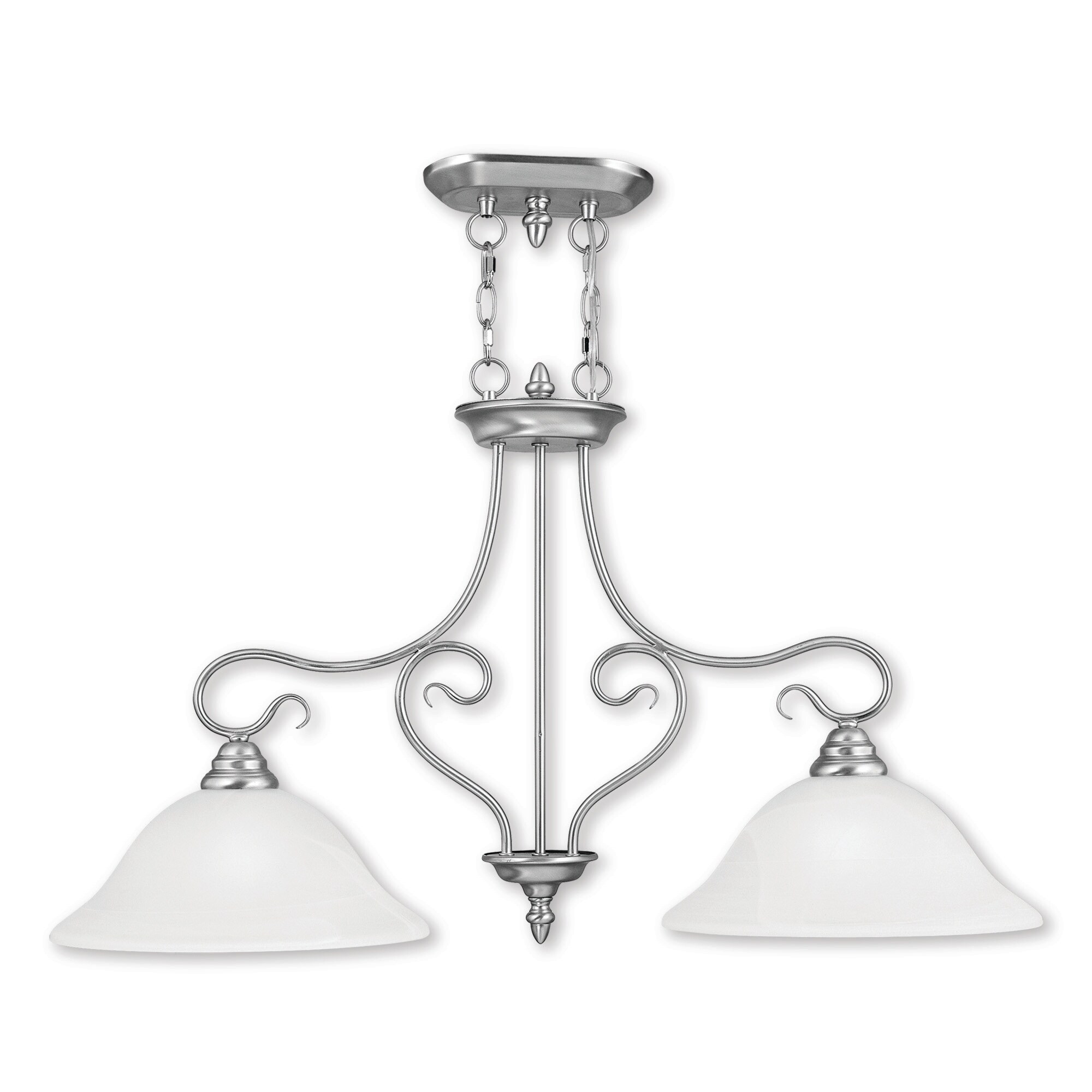 Livex Lighting Coronado 2-Light Brushed Nickel Linear Chandelier - 34.5" L x 13" W x 21.25" H - Chandeliers For Bedrooms by Overstock.com