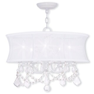 Livex Lighting Newcastle 5-Light Convertible Mini Chandelier/Ceiling Mount - 20" Dia. x 18.5" H (White) - Chandeliers For Bedrooms by Overstock.com