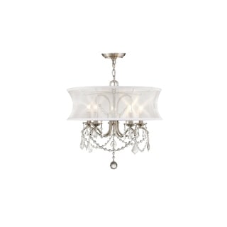 Livex Lighting Newcastle 5-Light Convertible Mini Chandelier/Ceiling Mount - 20" Dia. x 18.5" H (Brushed Nickel) - Chandeliers For Bedrooms by Overstock.com