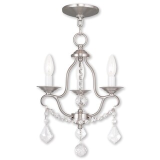 Livex Lighting Chesterfield 3-Light Mini Chandelier - 12" Dia. x 16.5" H (Brushed Nickel) - Chandeliers For Bedrooms by Overstock.com