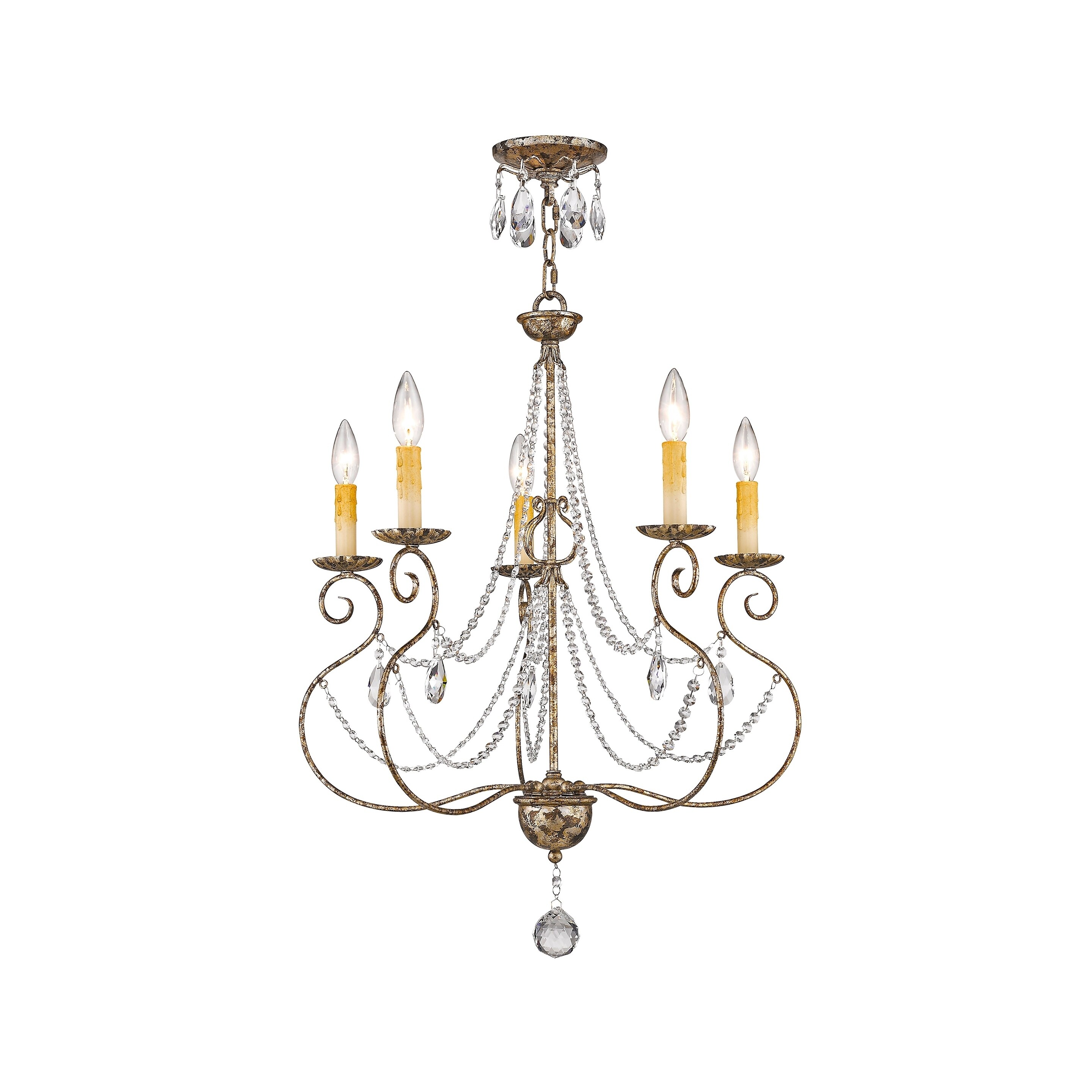 Livex Lighting Isabella 5-Light European Bronze Chandelier - 24" Dia. x 28.5" H - Chandeliers For Bedrooms by Overstock.com