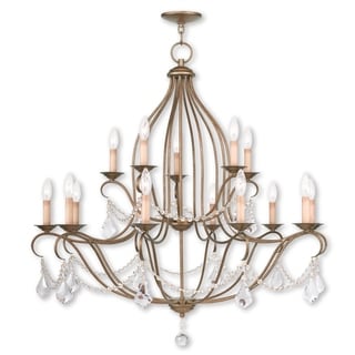 Livex Lighting Chesterfield 15-Light Chandelier - 38" Dia. x 38" H (Antique Gold Leaf) - Chandeliers For Bedrooms by Overstock.com