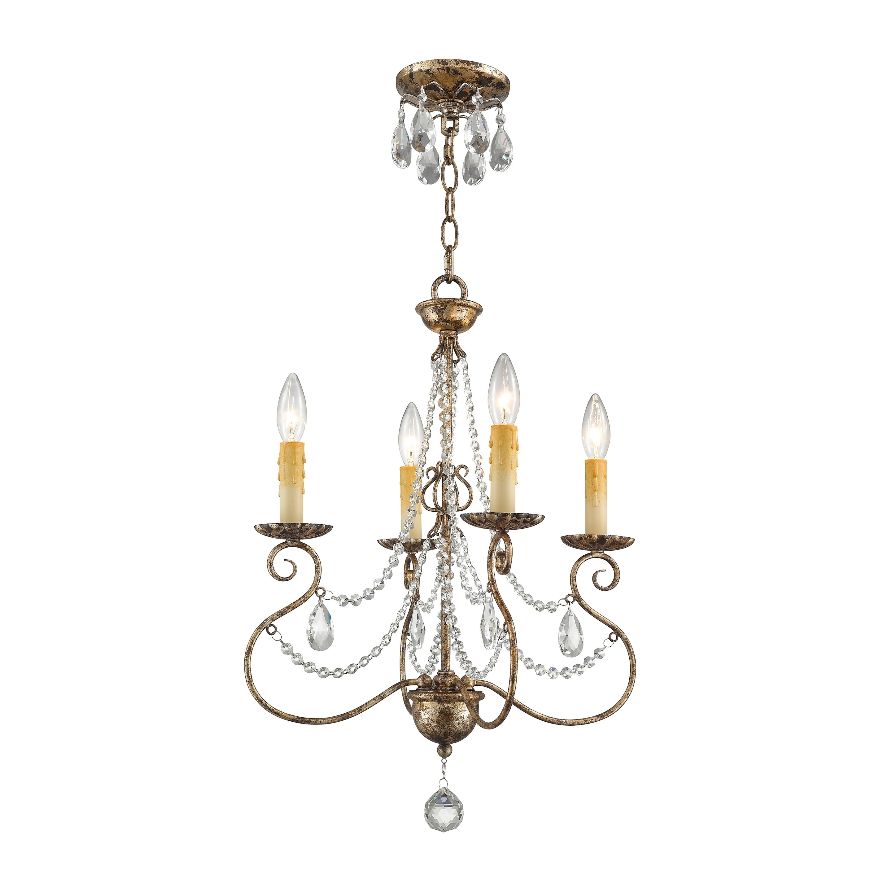 Livex Lighting Isabella 4-Light European Bronze Mini Chandelier - European Bronze - 16" Dia. x 22.75" H - Chandeliers For Bedrooms by Overstock.com