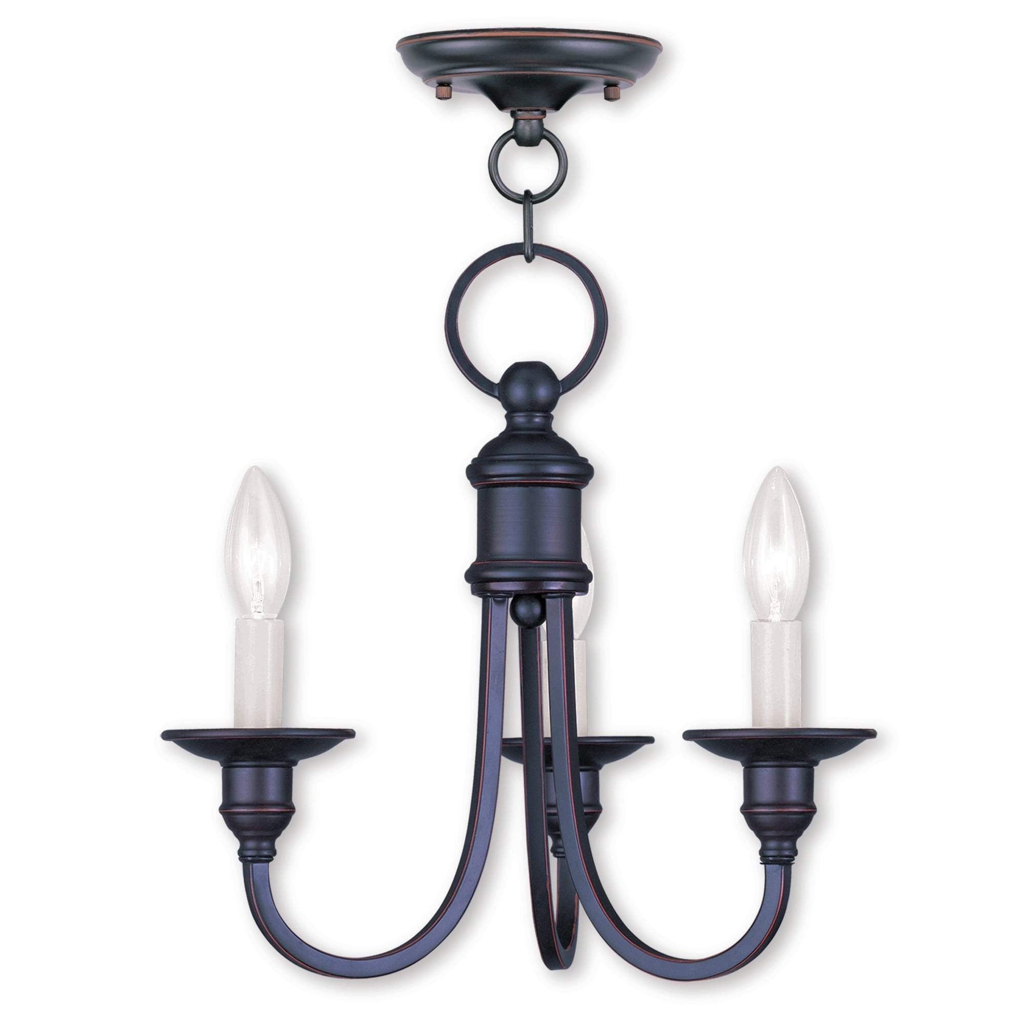 Livex Lighting Cranford 3-Light Olde Bronze Convertible Mini Chandelier/Ceiling Mount - 14" Dia. x 14" H (Olde Bronze) - Chandeliers For Bedrooms by Overstock.com
