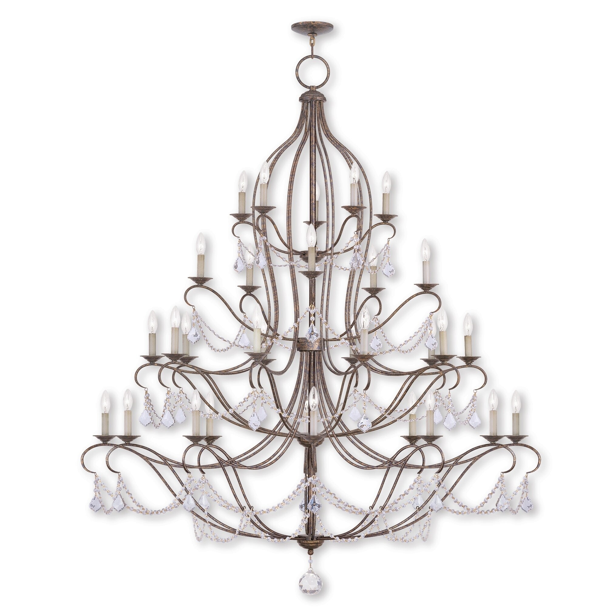 Livex Lighting Chesterfield 30-Light Chandelier - Venetian Golden Bronze - 60" Dia. x 68" H - Chandeliers For Bedrooms by Overstock.com