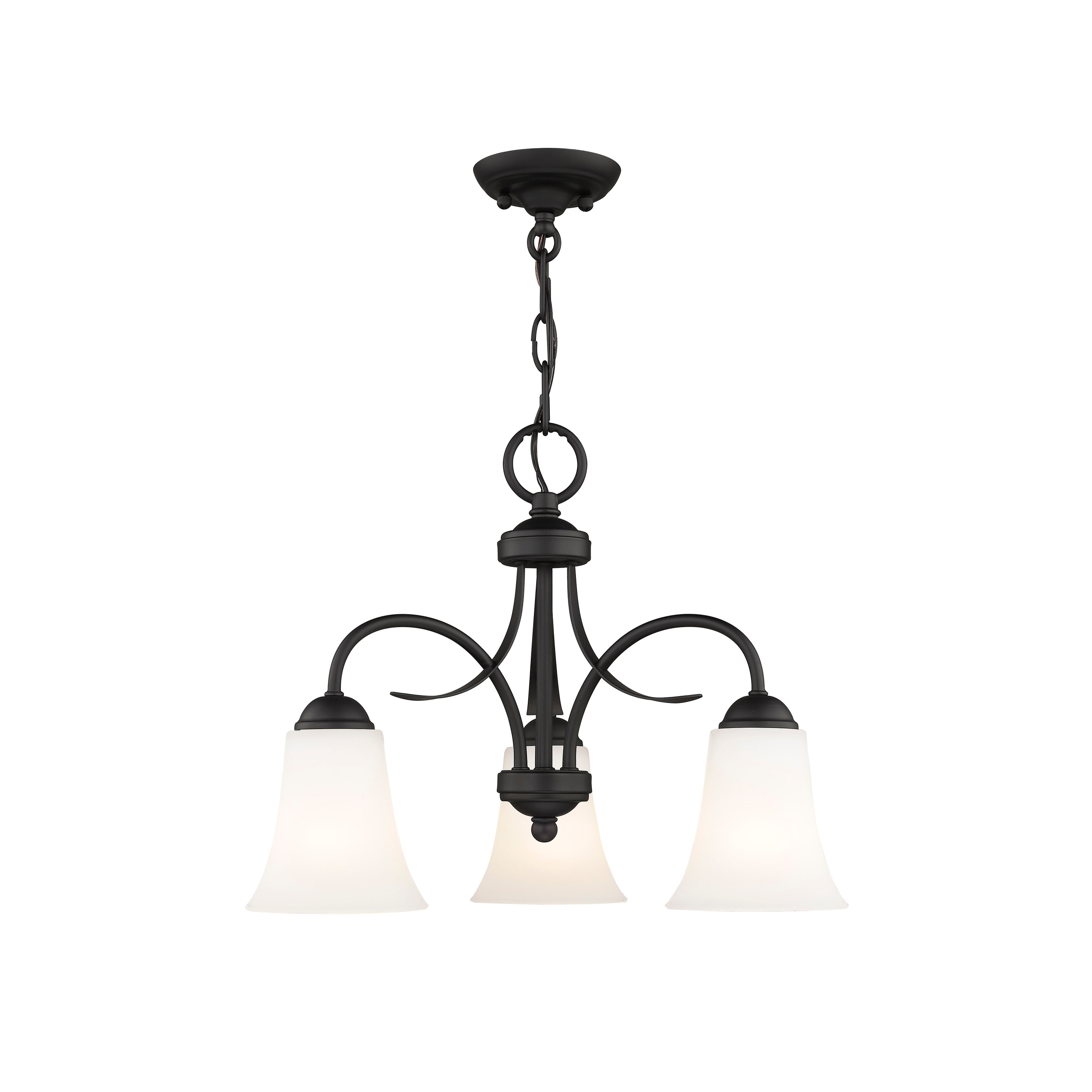 Livex Lighting Ridgedale 3-Light Black Convertible Dinette Chandelier/Ceiling Mount - 18" Dia. x 14.5" H - Chandeliers For Bedrooms by Overstock.com