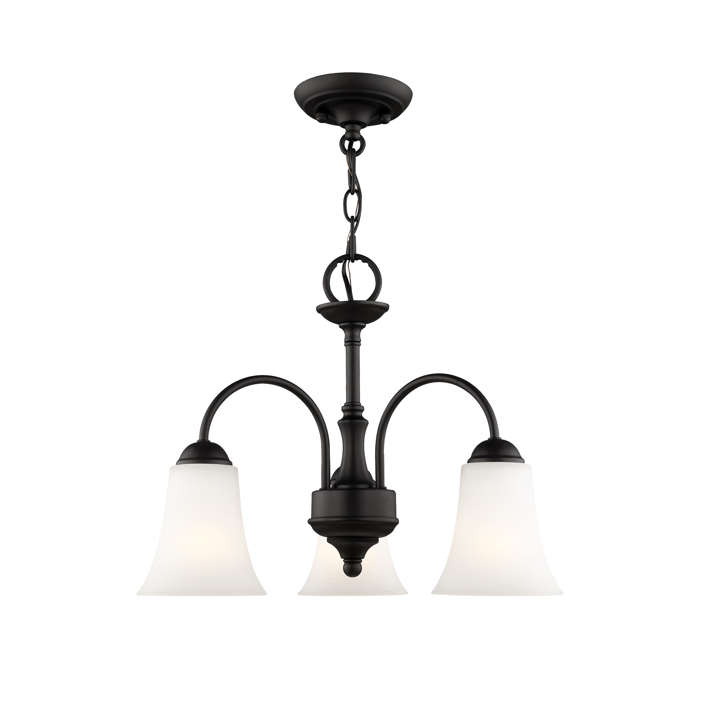 Livex Lighting Ridgedale 3-Light Black Convertible Dinette Chandelier/Ceiling Mount - 18" Dia. x 15" H - Chandeliers For Bedrooms by Overstock.com