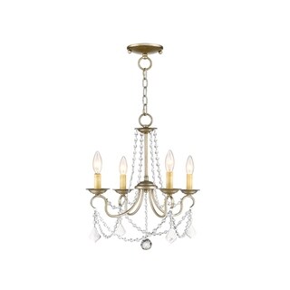 Livex Lighting Pennington Steel 4-light Convertible Mini Chandelier/Ceiling Mount (Antique Silver Leaf - Transitional/Traditional) - Chandeliers For Bedrooms by Overstock.com