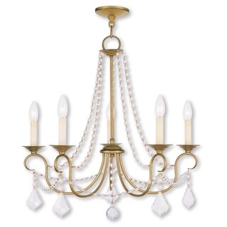 Livex Lighting Pennington 5-Light Chandelier - 25" Dia. x 23" H (Antique Gold Leaf) - Chandeliers For Bedrooms by Overstock.com