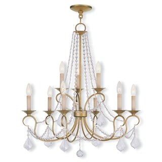 Livex Lighting Pennington 9-Light Chandelier - 28" Dia. x 30" H (Antique Gold Leaf) - Chandeliers For Bedrooms by Overstock.com
