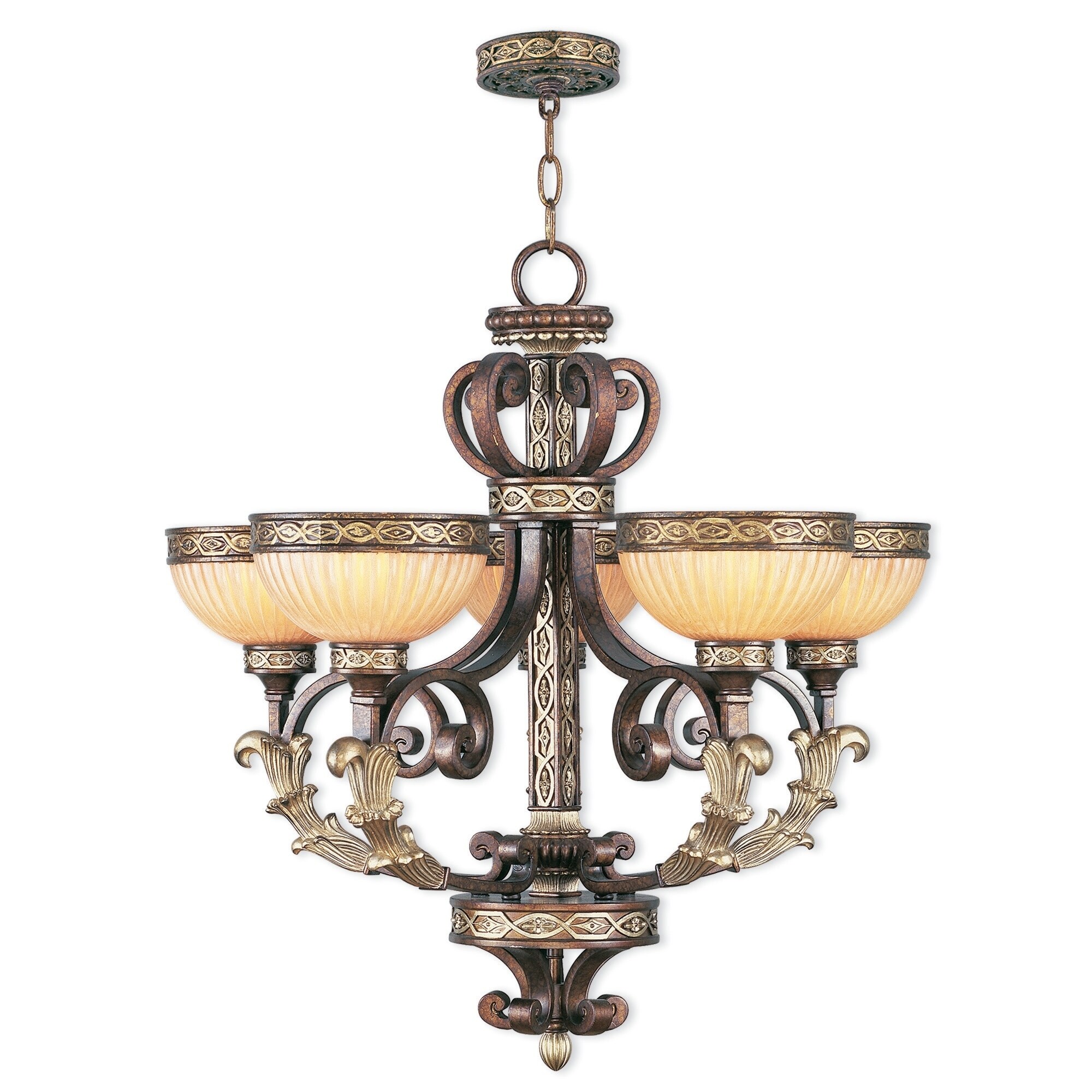 Livex Lighting Seville 5-Light Palacial Bronze Chandelier - 26" Dia. x 26.5" H - Chandeliers For Bedrooms by Overstock.com