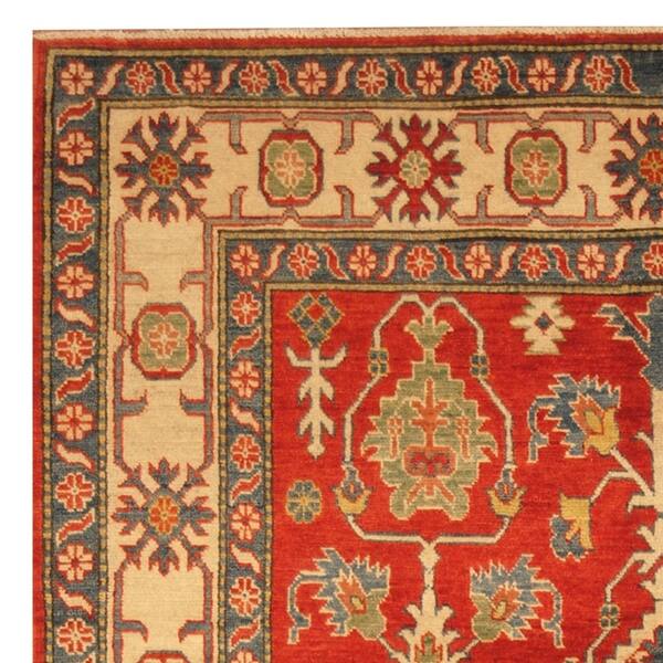Red/Maroon Wool 6' 9 x 9' 9 ft Traditional Afghan Design Handmade Kazak Rug Red/Maroon Wool 6' 9 x 9' 9 ft Traditional Afghan Design Handmade Kazak Rug