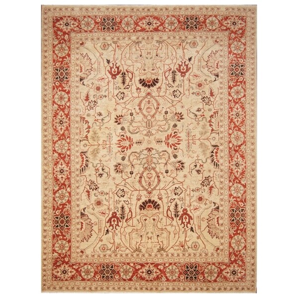 Handmade Vegetable Dye Oushak Wool Rug (Afghanistan) - 8'10 x 11'8