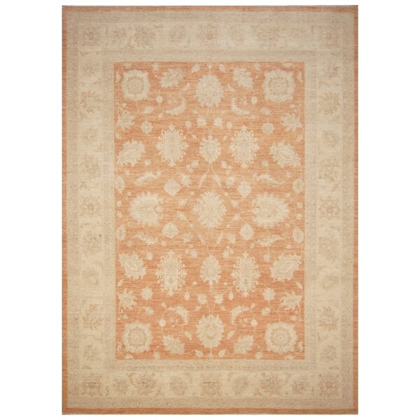 Handmade Vegetable Dye Oushak Wool Rug (Afghanistan) - 9' x 12'3