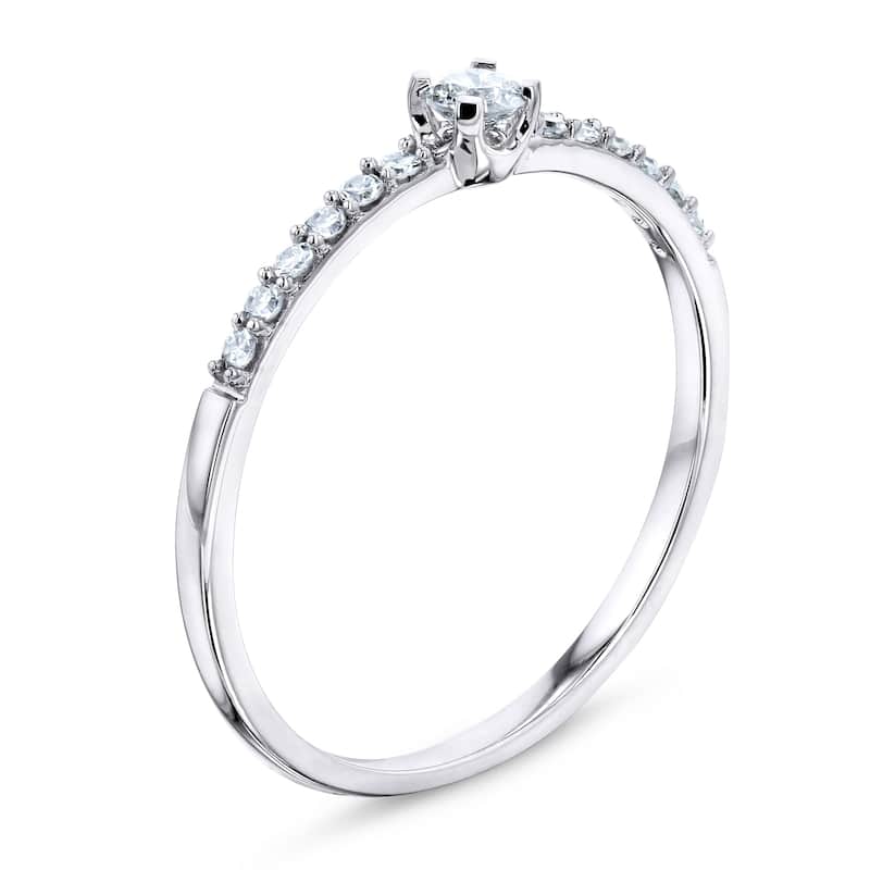 Annello by Kobelli 10k White Gold 1/16ct.tw Low Petite Diamond Promise Ring