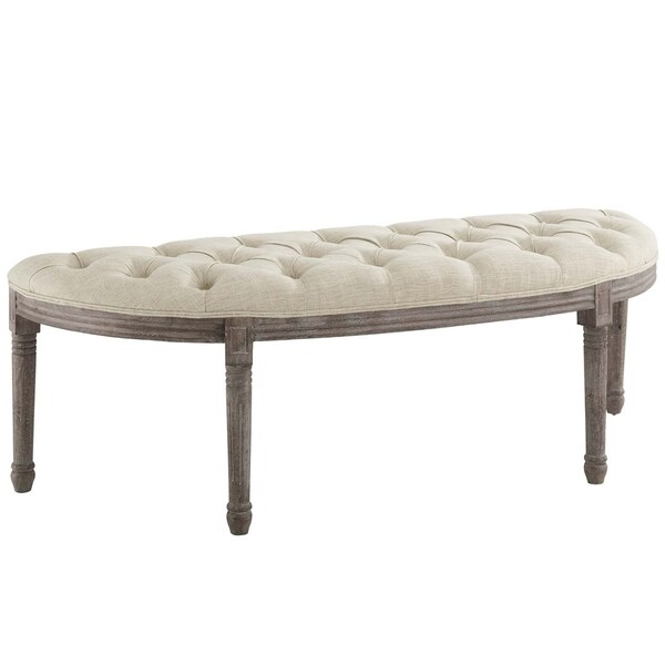 Shop Esteem Vintage French Upholstered Fabric Semi Circle Bench