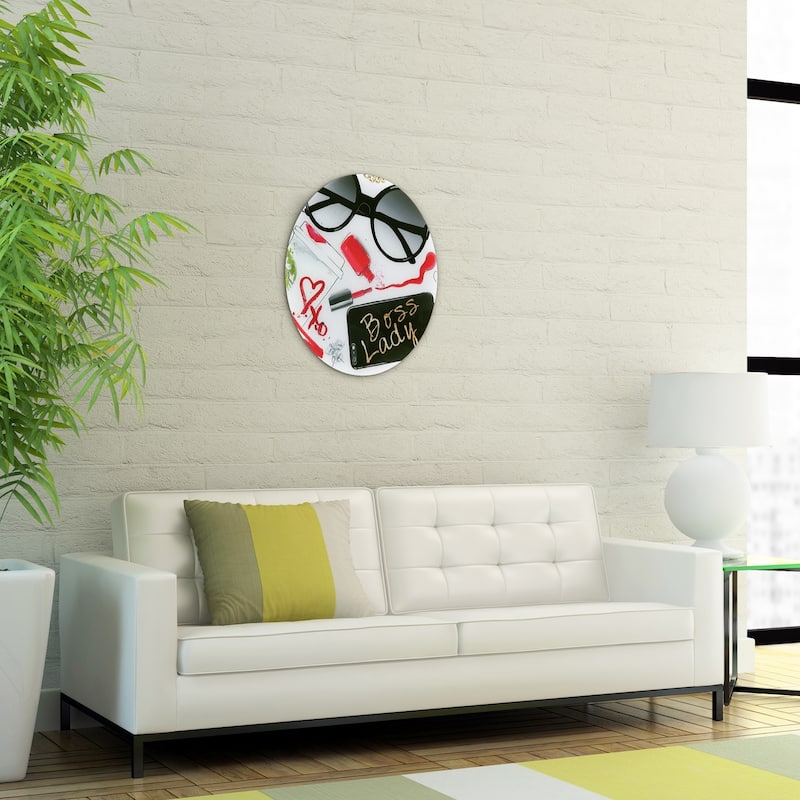 "Boss Lady" Frameless Free Floating Tempered Glass Panel Graphic Wall Art