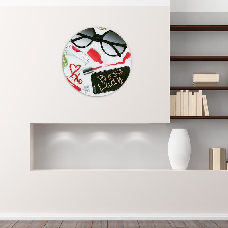 "Boss Lady" Frameless Free Floating Tempered Glass Panel Graphic Wall Art