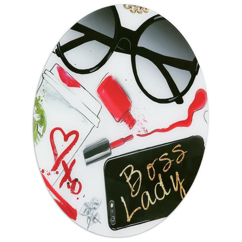 "Boss Lady" Frameless Free Floating Tempered Glass Panel Graphic Wall Art