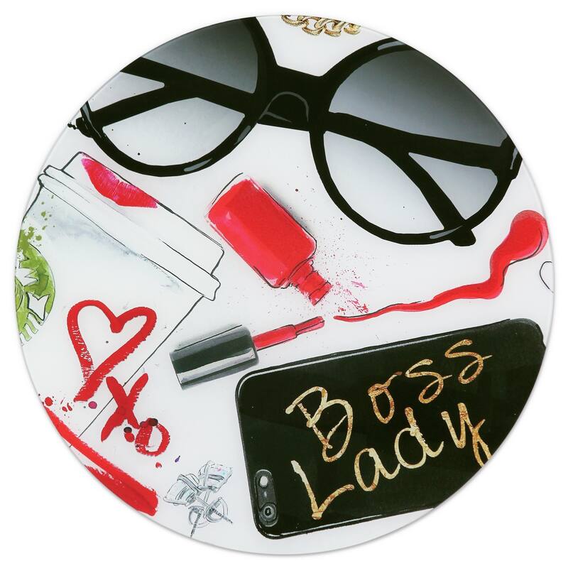 "Boss Lady" Frameless Free Floating Tempered Glass Panel Graphic Wall Art