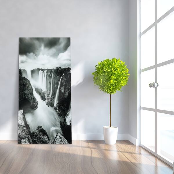 The Falls Frameless Free Floating Tempered Art Glass Wall Art By Ead Art Coop Grey Black Overstock 26391988